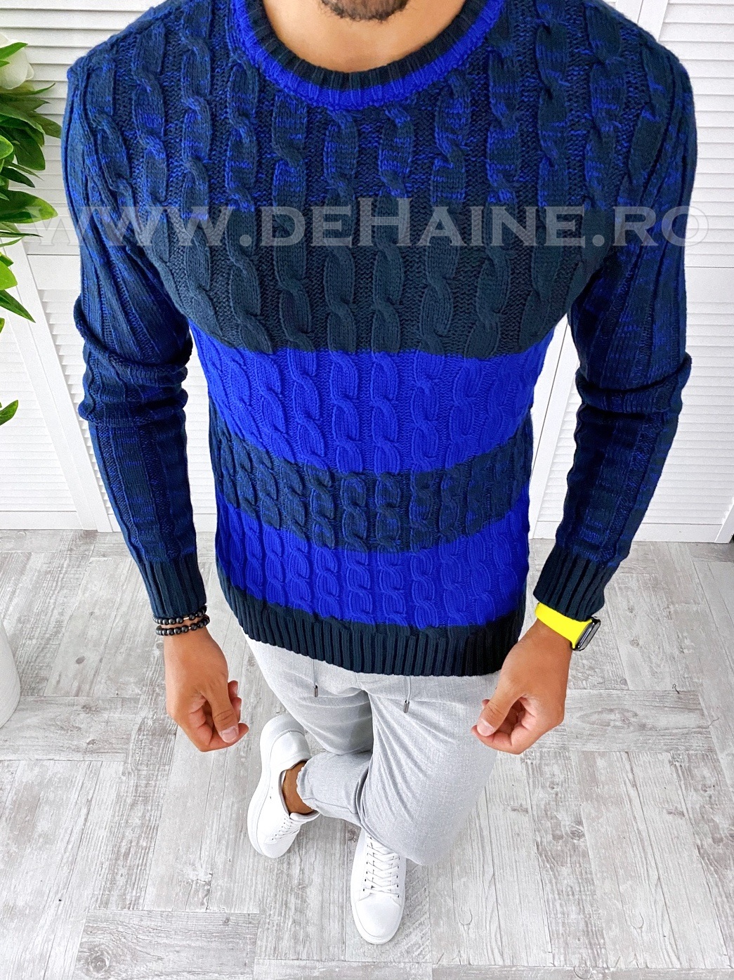 Pulover barbati gros slim fit bleumarin t3565 o3-4
